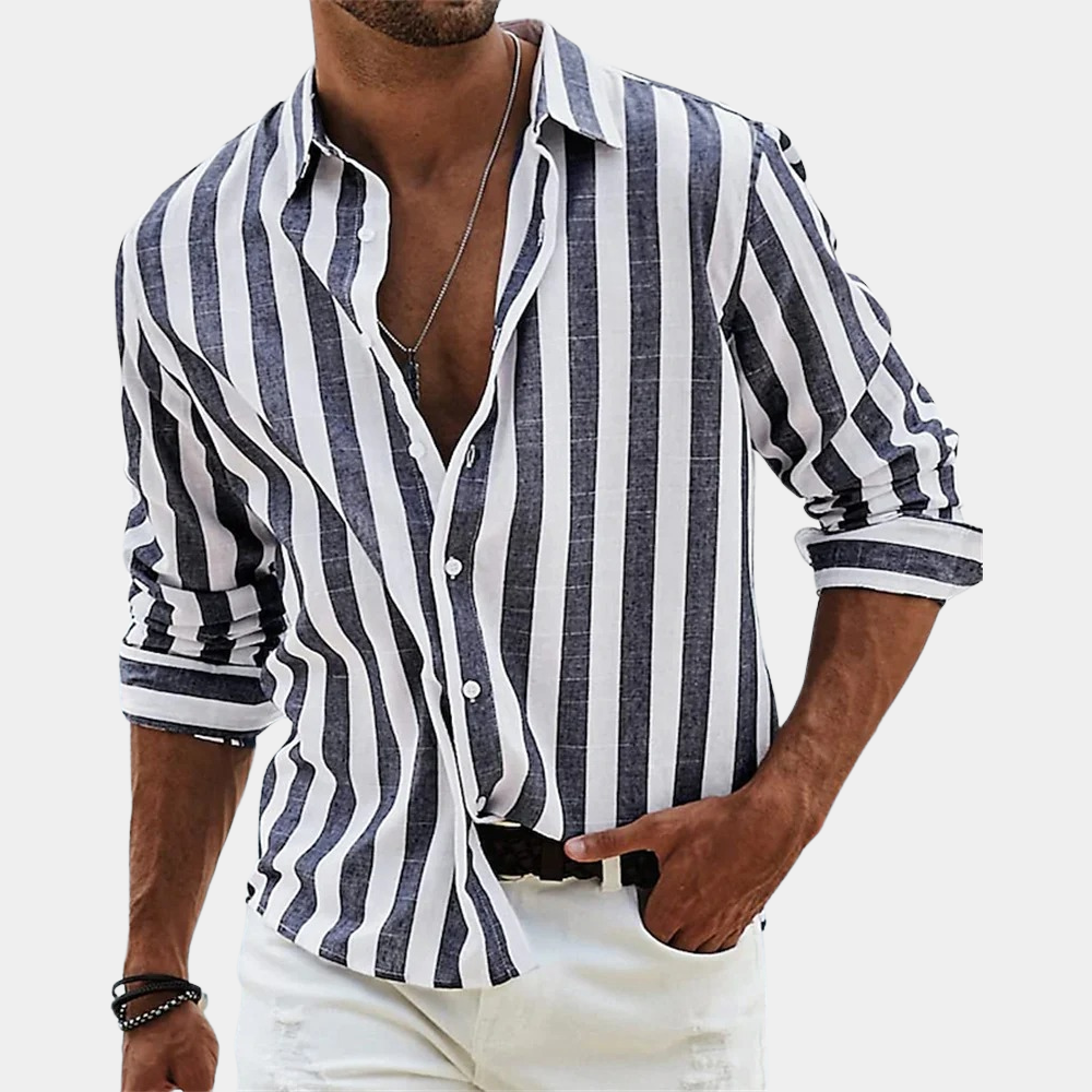 NIVARO – Classic Striped Casual Shirt for Men